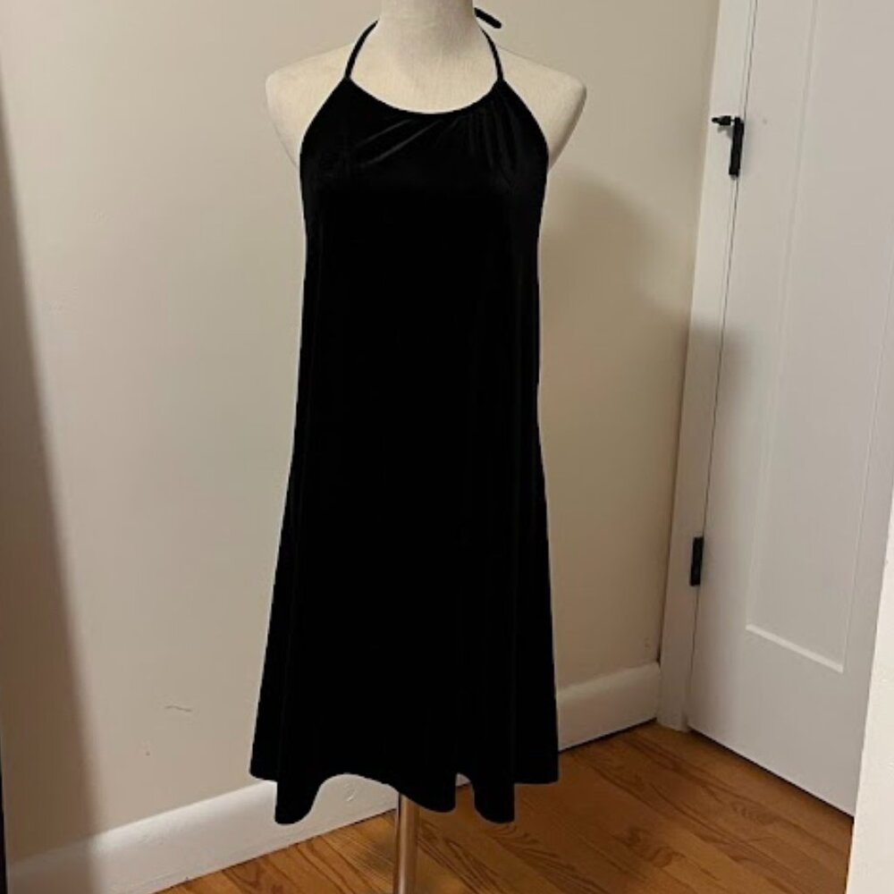 And Now This Black Velvet Halter Mini Dress NWT